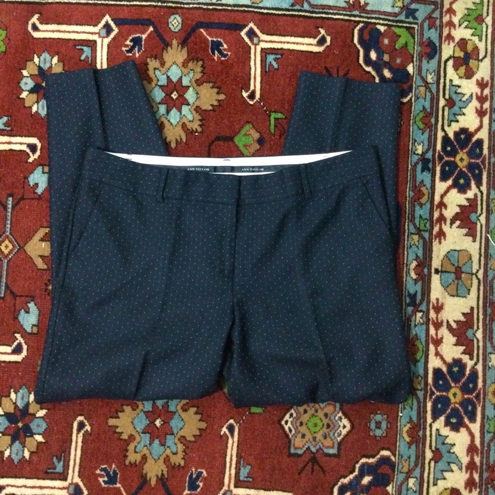 Ann Taylor Wool Blend Fully Lined Swiss Dot Cropped Pants Sz 14